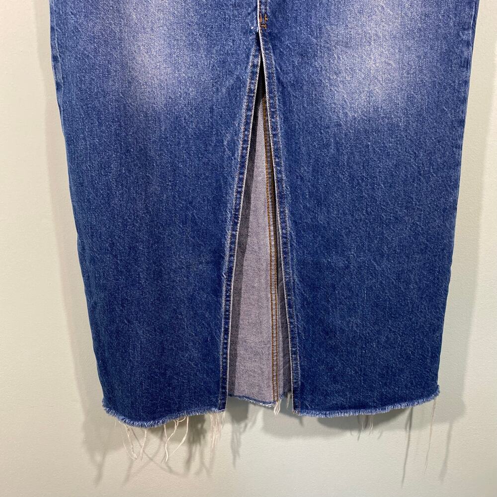 Zara Blue Denim Maxi Skirt with Front Slit - Picture 3 of 7